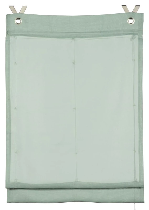 GARDINIA Zen Silence Roman Blind, No Drilling Required, for Clamping, Opaque, Translucent, Roman Curtain, Includes Mounting Parts, 2 Weight Bars, 2 V Hooks, Zen Silence, Green, 100 x 140 cm (W x H) - Image 1