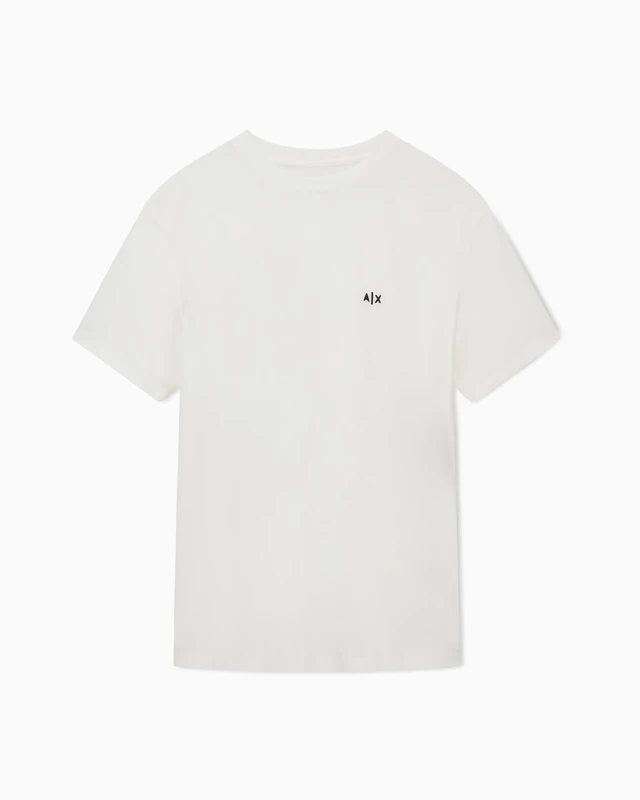 Armani Exchange Men's Essential Short Sleeve Side Monogram Logo T-Shirt, Off White, XXL, Off White, XXL