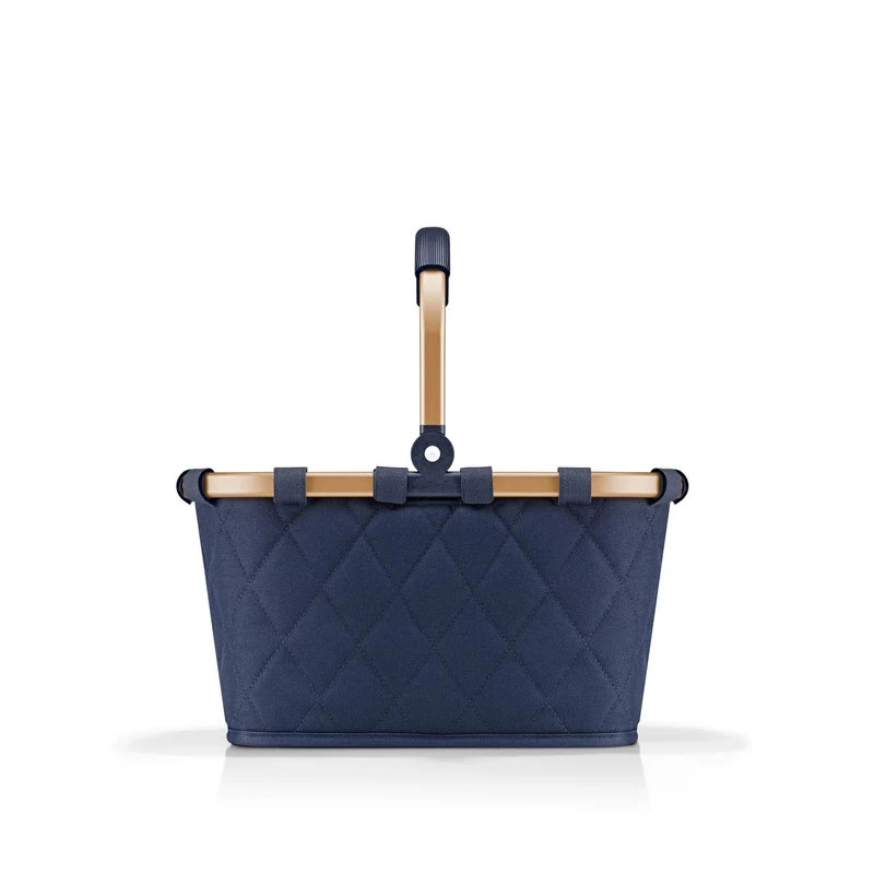reisenthel Carrybag XS Frame Rhombus Midnight Gold - Small Sturdy Basket in XS Format Small Version of Shopping Icon Practical Inner Pocket - Elegant, Water-Repellent Design - Image 1