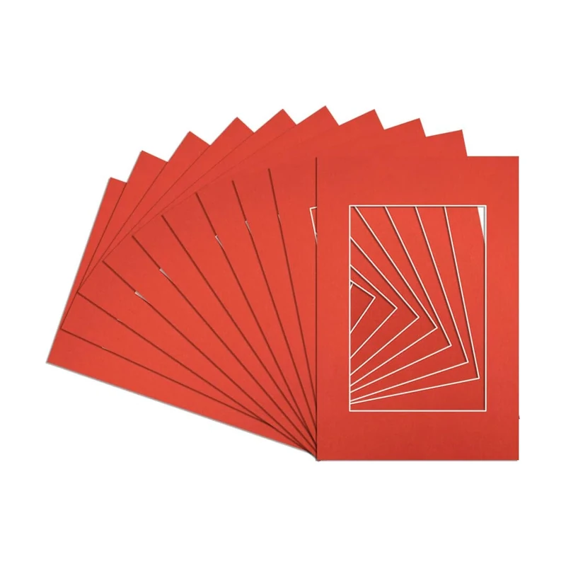Procut Global Pack of 10 80x60 cm Poppy Red Picture Mounts to Fit 50x70 cm Photo Frames- Photo Mounts for Frames - Stylish & Durable Mount Board Card for Home Decor