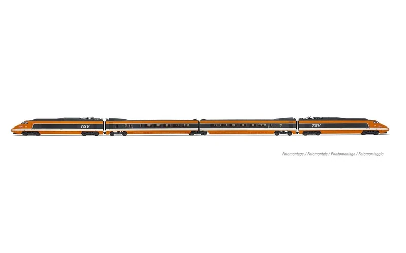 Jouef HJ2425S SNCF, TGV Sud-Est inaugural version 1981, 4-unit pack, with DCC sound decoder, Electric Locomotive, Orange