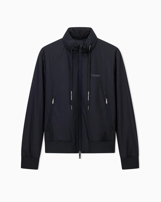 Armani Exchange Men's Essential, Removable Hood Loged Drawstring Side Logo Blouson Jacket, Deep Navy, XXL, deep navy, XXL - Image 1