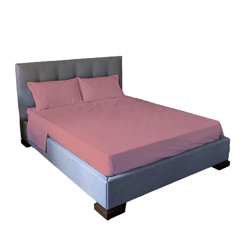 Jenny Sesal Bed Sheet Set – Solid Colour – Made in Italy – Double Bed – Single – Bed Sheet Set + Pillowcases (Antique Pink, French Double)