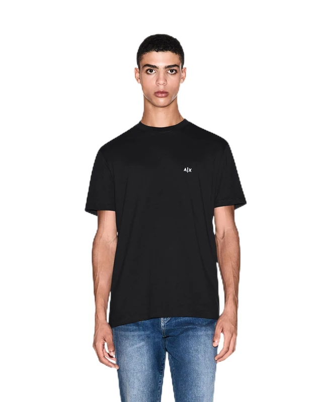 Armani Exchange Men's Essential Short Sleeve Side Monogram Logo T-Shirt, Black, XXL, Black, XXL