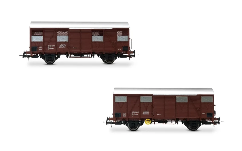 Rivarossi HR6645 FS, 2-unit pack Gs wagons (walls made from wooden planks), one with red rear lights, ep. IV, Wagon rolling stock