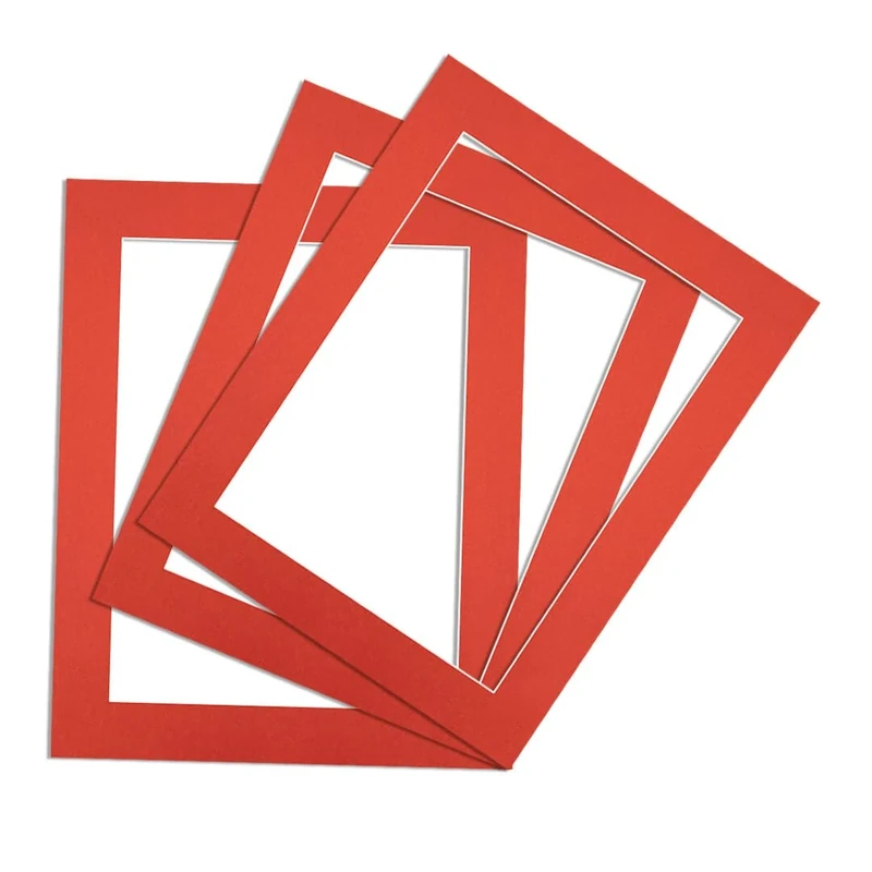 Procut Global 100x70cm Poppy Red Picture Mounts to Fit 90x60cm Aperture - Precision Cut Cardboard Photo Mount - Ideal for Frames, Prints, Artwork & Certificates - Sizes & Colours Available - 3 Pack