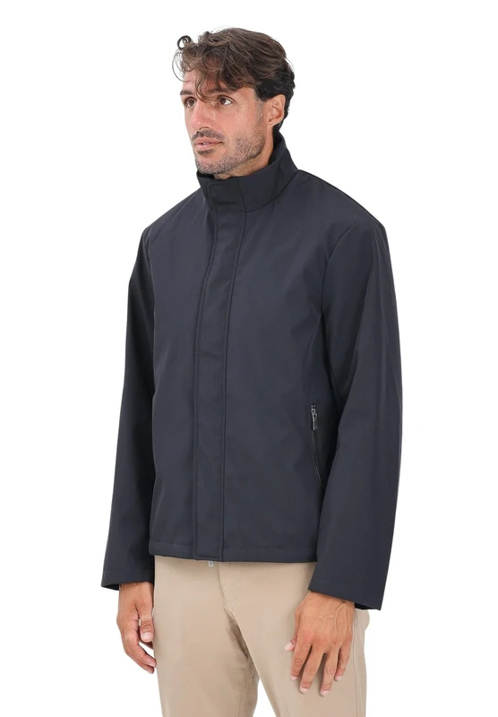 Armani Exchange Men's Essential, Long Sleeve Down Side Logo Patch Jacket, Black, XXL