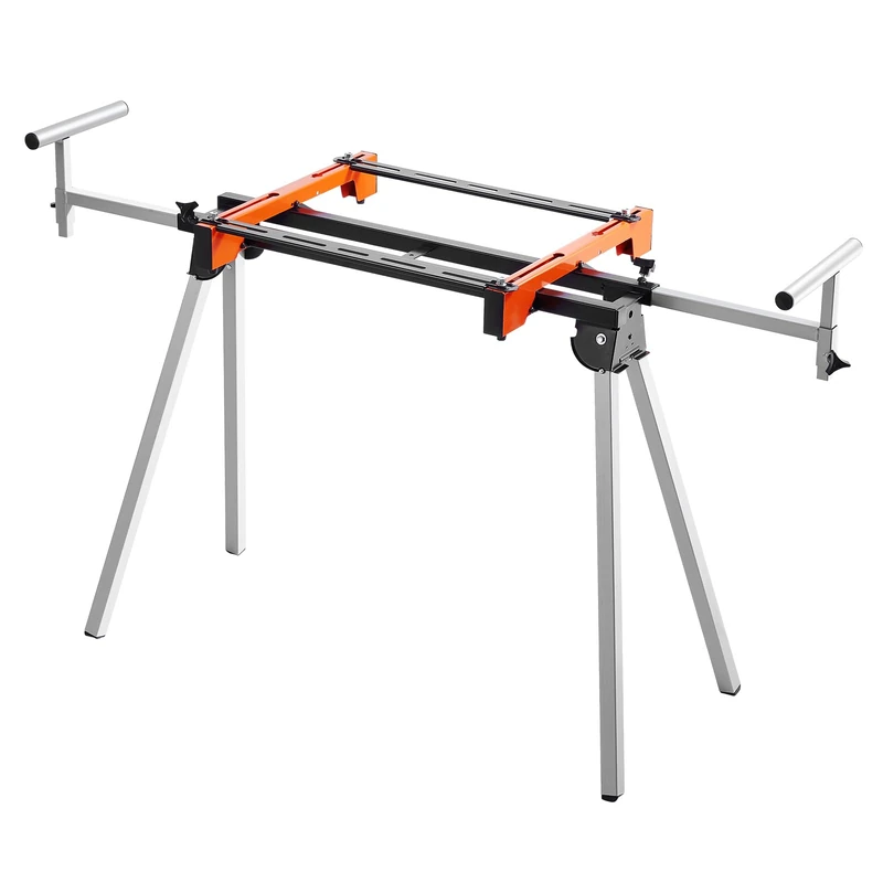 VEVOR Miter Saw Stand, 300lbs Load Capacity Steel Collapsible Stand for Miter Saw with One-piece Mounting Brackets Clamps, Adjustable Height and Length, Portable Compact and Folding Miter Saw Stand