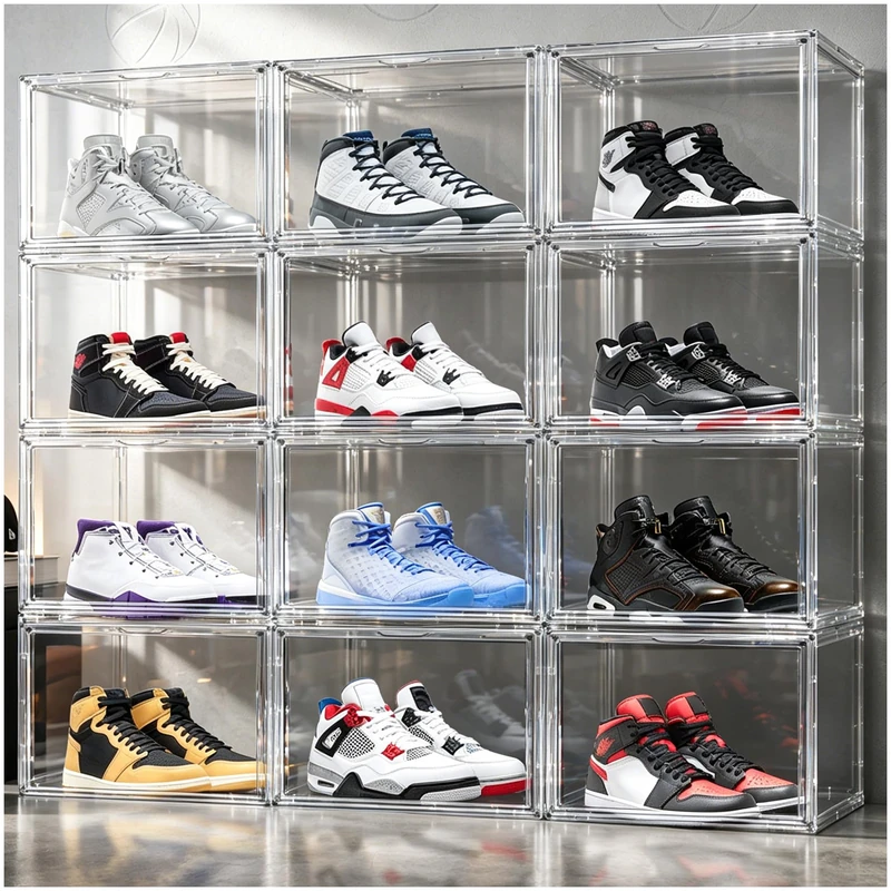 DAYOOH 10 Pack Clear High-Top Sneaker Storage Box, Acrylic Shoe Organizer