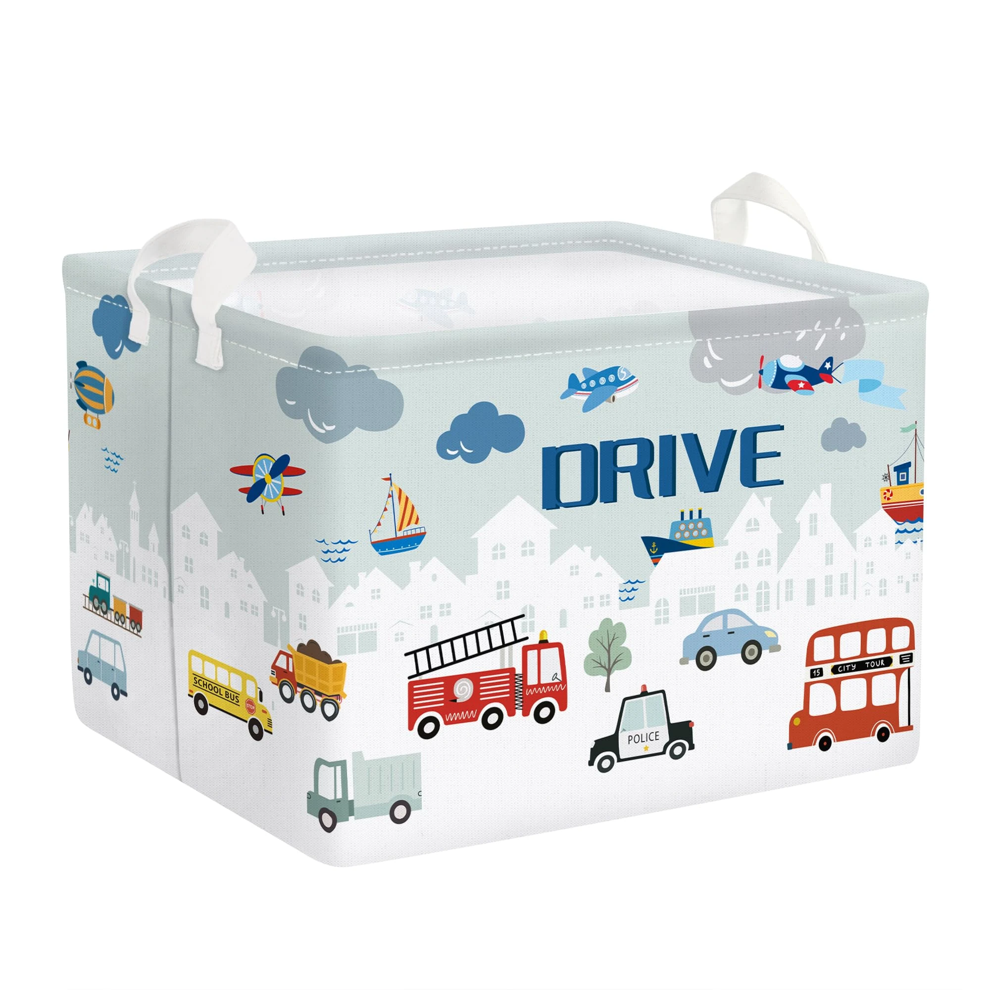 Clastyle Car Baby Laundry Hamper Collapsible Clothes Kids Storage Basket Waterproof Boys Toy Box for Nursery Room, City Car, 40 * 30 * 30 cm