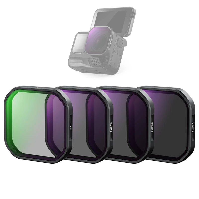 NEEWER 4 Pack ND & Polarizer Filter Set Compatible with Insta360 Ace Pro 2, PL/ND16/ND32/ND64 Action Camera Accessories, NOT Compatible with Updated Version Redesigned Round Octagonal Lens Guard, FL90