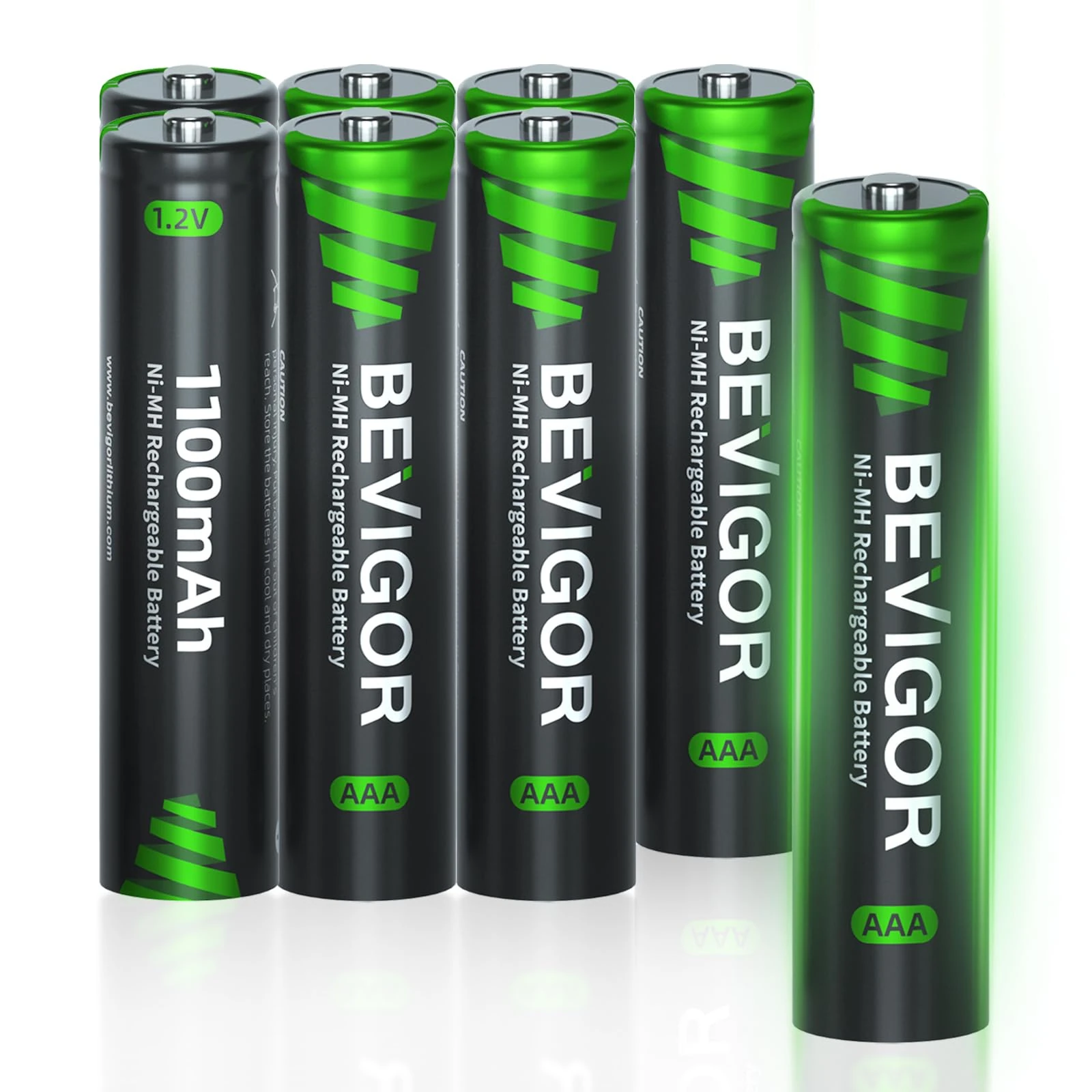 BEVIGOR AAA Rechargeable Batteries 8 Pack - 1100mAh 1500 Cycles NiMH Triple A Batteries, 1.2V NiMH Low Self Discharge Rechargeable AAA Ni-MH Battery