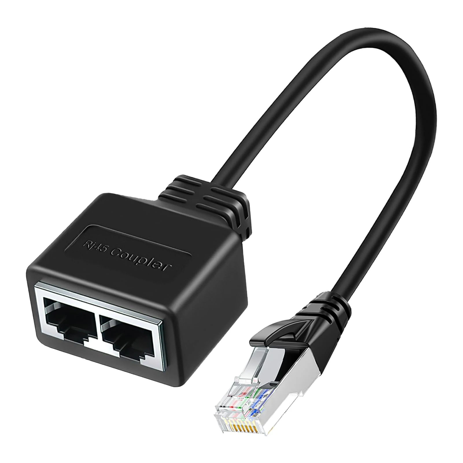 RJ45 Ethernet Splitter 1 to 2, Dual RJ45 Ethernet Cable Splitter Adapter Male to Female LAN Network Extender, High Speed Networking Transfer for Cat5 Cat5e Cat6 Cata Cat7 Cat8 Ethernet Cable