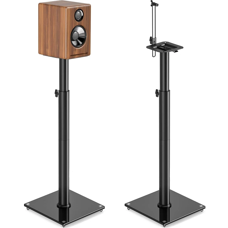 5Rcom Speaker Stands Floor Pair Height Adjustable 82.4-109cm, 360° Swivel Speaker Stand for Bookshelf Speakers & Surround Sound, Rear Speaker Stands with Cable Management,5KG Loading