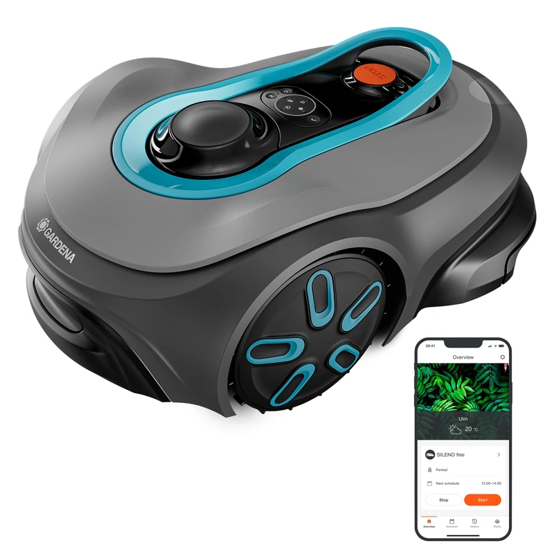 Gardena Smart SILENO Free Set of 750 m² Robotic Lawnmower Cordless for Lawns up to 750 m², LONA Intelligence, Without Border Wire, Silent Operation, Intelligent Mower with App Control (19924-47)