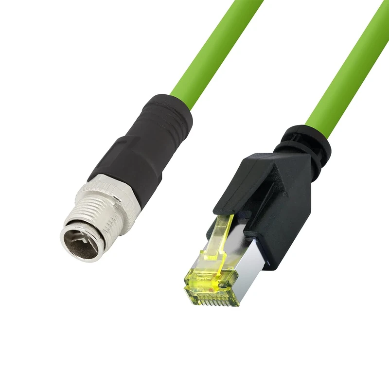 Logilink CQM025S - M12 CAT6A Industrial Patch Cable, PUR, M12 X-Coded to RJ45, 0.50 m - Image 1