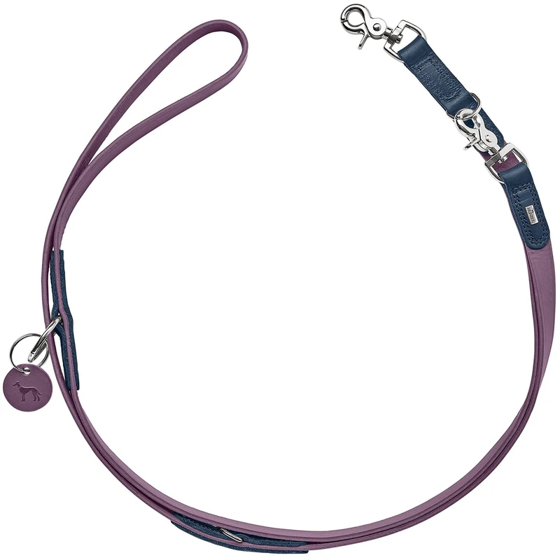 HUNTER LEMVIG Adjustable Dog Lead Colour: Purple/Dark Blue, Leather, 3-Way Adjustable, Durable and Comfortable, Elegant and Trendy, Made in Germany, Size: 20/200