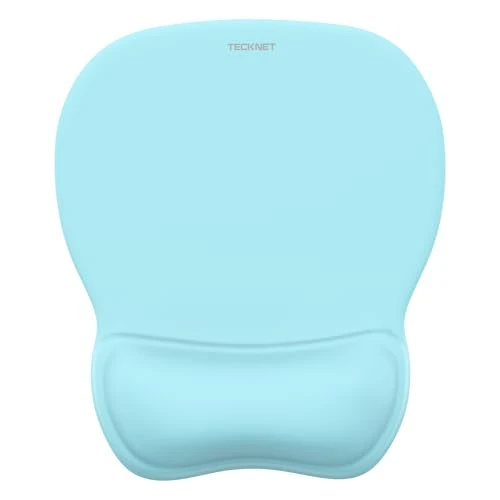 TECKNET Gel Mouse Pad with Wrist Rest, Ergonomic Office Mousepad with Wrist Support - Non-Slip & Smooth Surface Comfortable Desk Accessories Mat for Office, Gaming and Study - LT.Blue