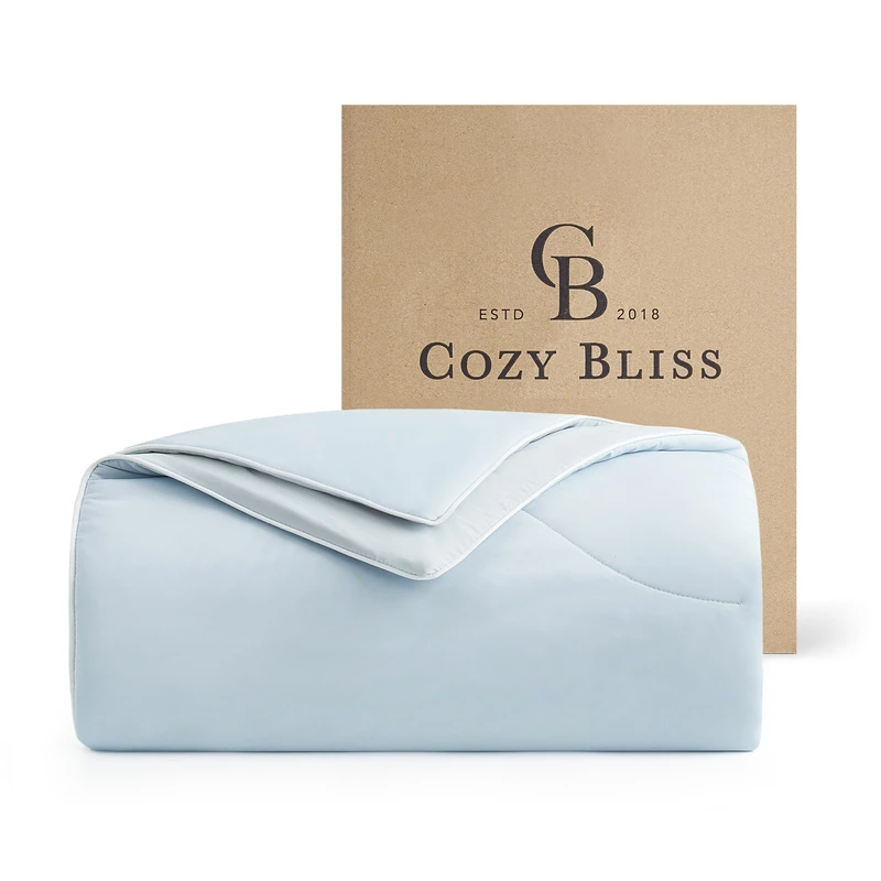 Cozy Bliss Cooling Comforter King Size Dual-Sided, Ultra-Soft Cooling Blankets for Hot Sleepers and Night Sweats, Breathable Lightweight Silky Smooth, Cool Blue