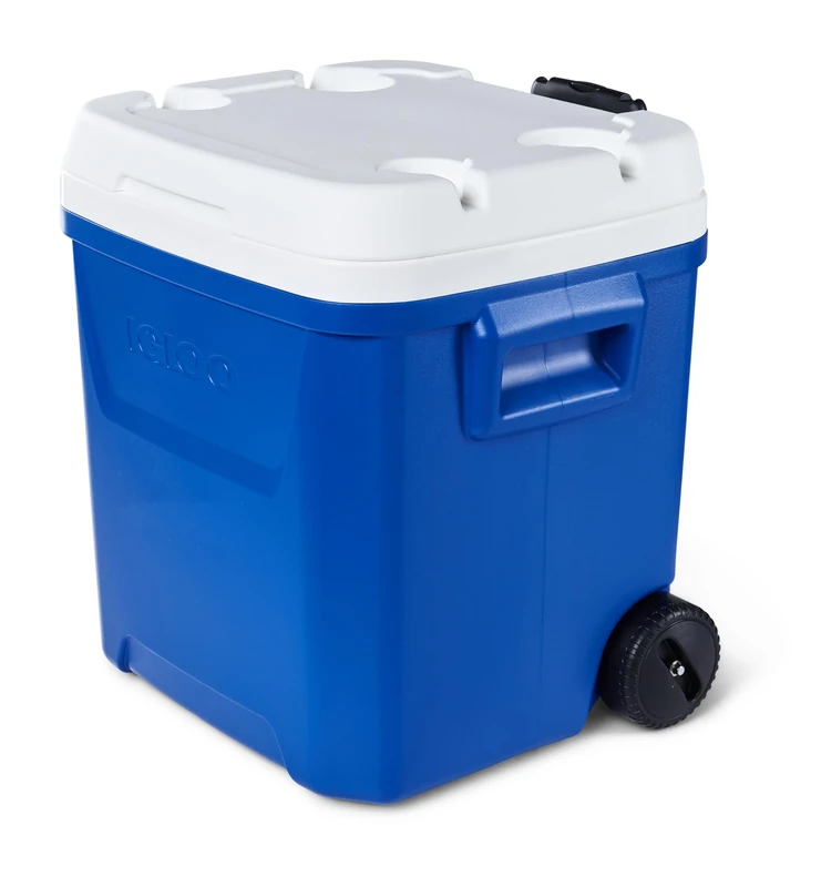 Igloo Laguna 60 Passive Cool Box, Blue, 56 Litres, Insulated Box with Wheels and Telescopic Handle for Camping, Leisure and Festivals