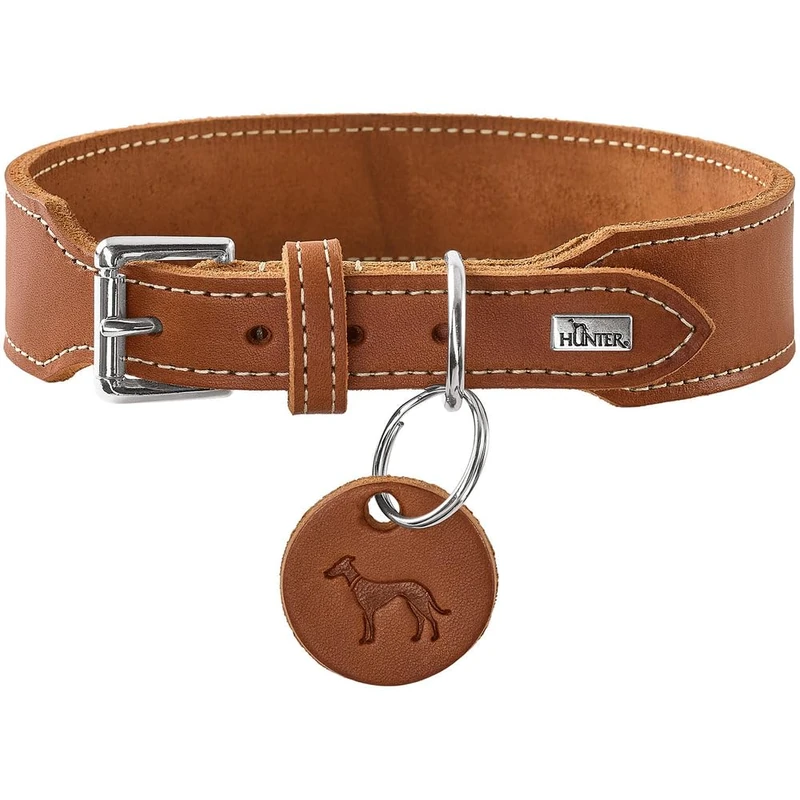 HUNTER Aalborg Extra Wide Collar Cognac Colour Extra Wide Soft Leather with Elegant Contrast Stitching Made in Germany Size 65 - Image 1