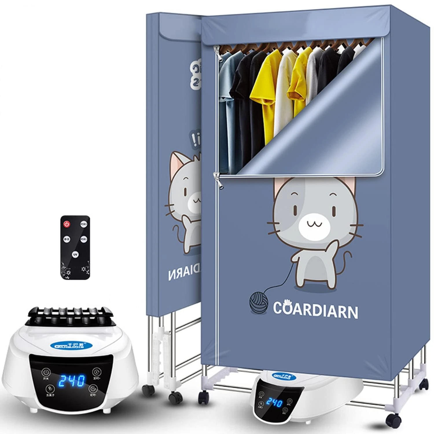 LAFENGYAN Clothes Drying Racks, Heated Clothes Airer Indoor Electric,Folding Dri Buddy Clothing Airer Indoor,Concise Home Electric Clothes Dryer With Pod Cover (Blue, 3Tier 2300w)