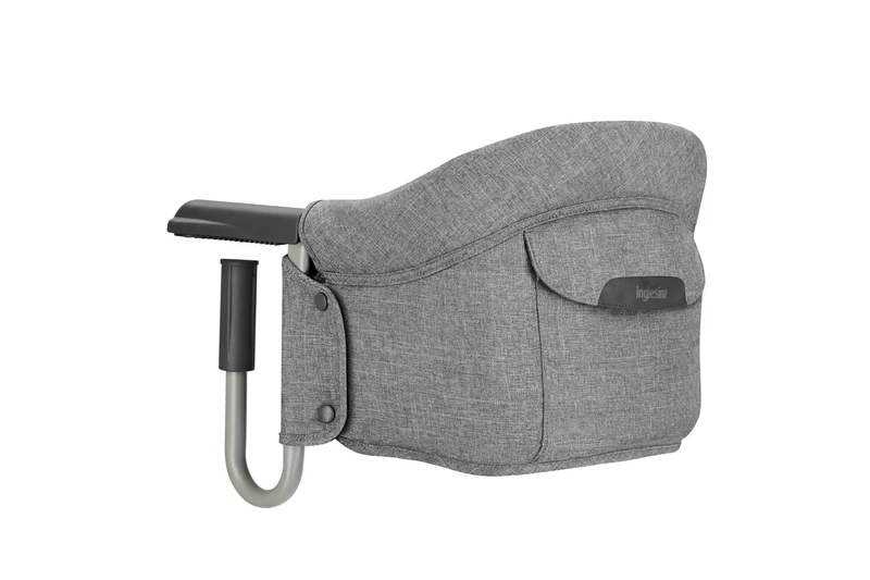 Inglesina Fast Foldable Hook On Seat in Stone Grey - Comfortable, Portable Baby High Chair with Soft Padding, Washable Cover, Storage Pocket & Carry Bag - Ideal for Home and Travel