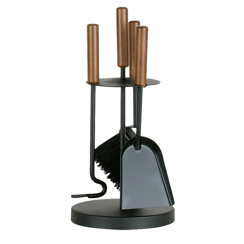 FIREFIX K2452 Small Fireplace Tool with Dark Wooden Handles, Black Coated