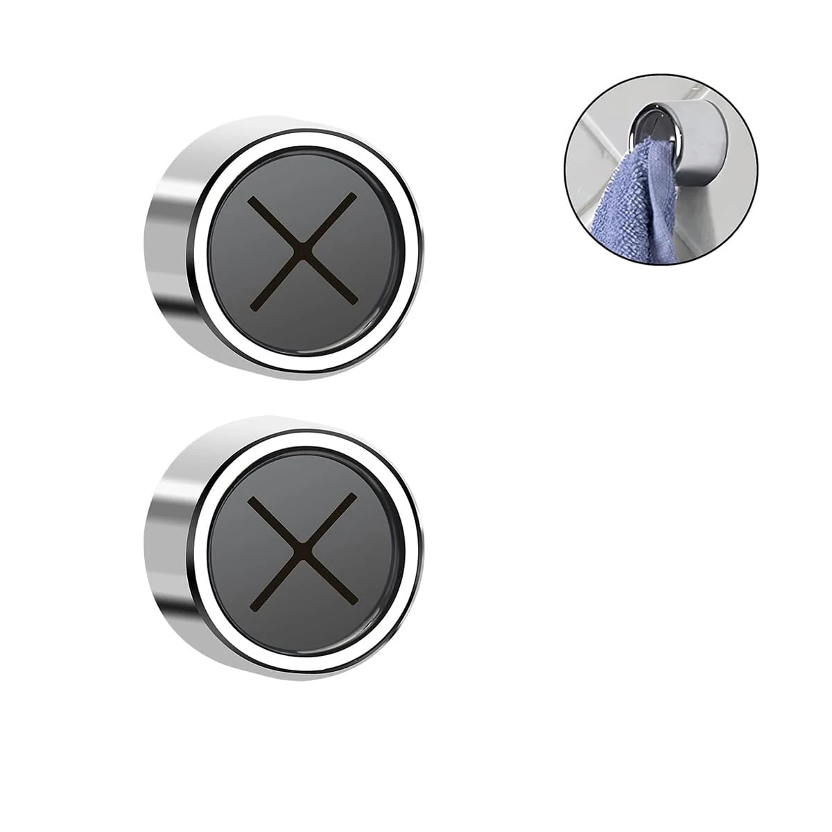 Self-Adhesive Tea Towel Holders - 2pcs Round Bathroom Tea Towel Hooks Stick on Wall,Self-Adhesive Round Tea Towel Holder,Push in Towel Holder - for Shower Bathroom Kitchen & Home,No Drilling Required