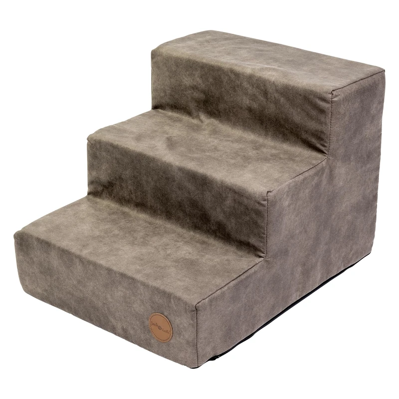 JACK AND VANILLA, Classy Modern Design Sturdy and Non-Slip Pet Stairs Ideal for Small and Medium Animals, Size 45 x 60 x 40 cm, Stone Colour