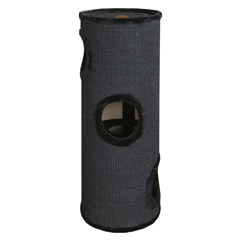 JACK AND VANILLA, Modern and elegant scratching barrel, black finish, diameter 36 x 100 cm, scratching barrel, scratching post for cats, stable cat tree for small and large cats, perfect for claws and