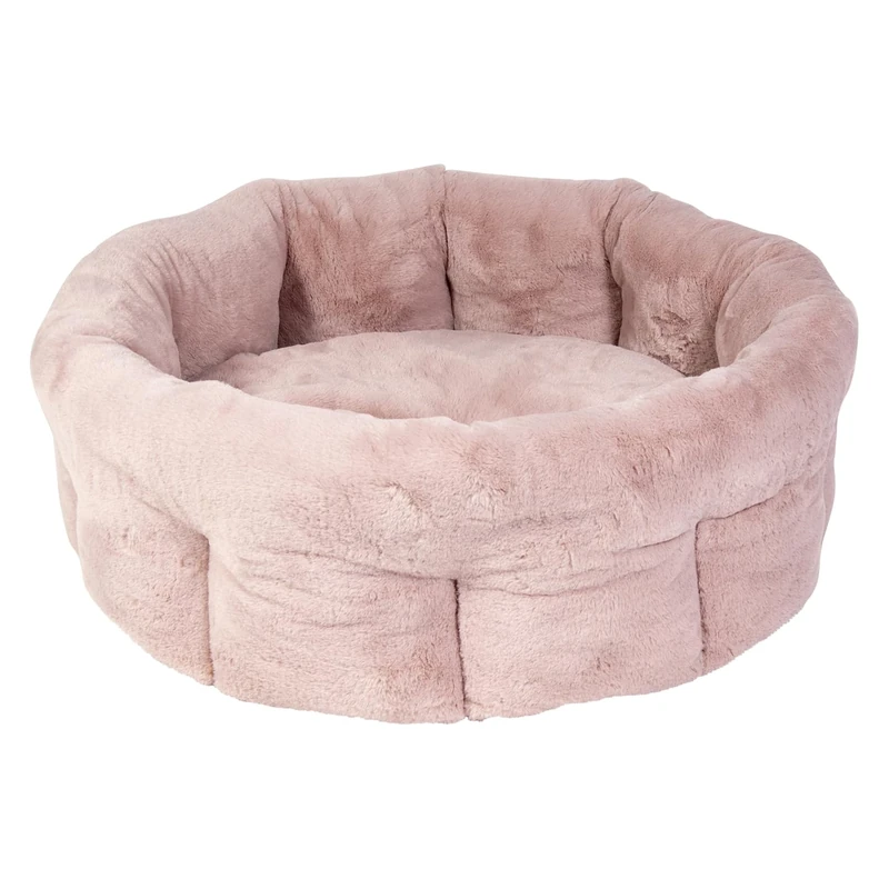 JACK AND VANILLA, Comfortable High Pet Bed, Stylish Modern Design, Soft and Durable Fabric, Washable, Ideal Indoor/Outdoor, Medium, Pink, 70 x 70 x 26 cm, Softy Model