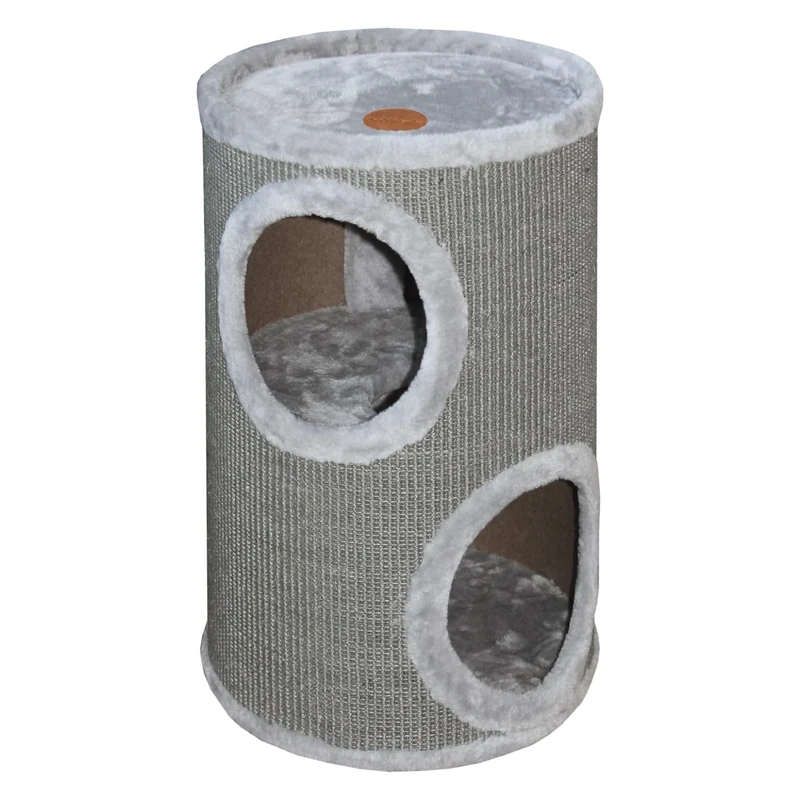 JACK AND VANILLA, Modern Elegant Scratching Barrel Diameter 36 x 70 cm Grey Finish Cat Scratching Post Stable for Small and Large Cats, Perfect for Claws and Play