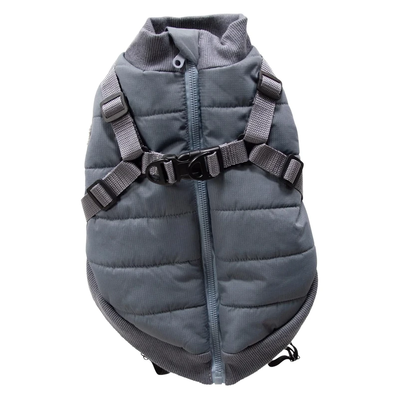 JACK AND VANILLA, 5Th Avenue Dogwalk Waterproof Dog Jacket, Modern Chic Design, Wind and Rain Protection, Reflective Details, L, Grey, 5Th Avenue Dogwalk