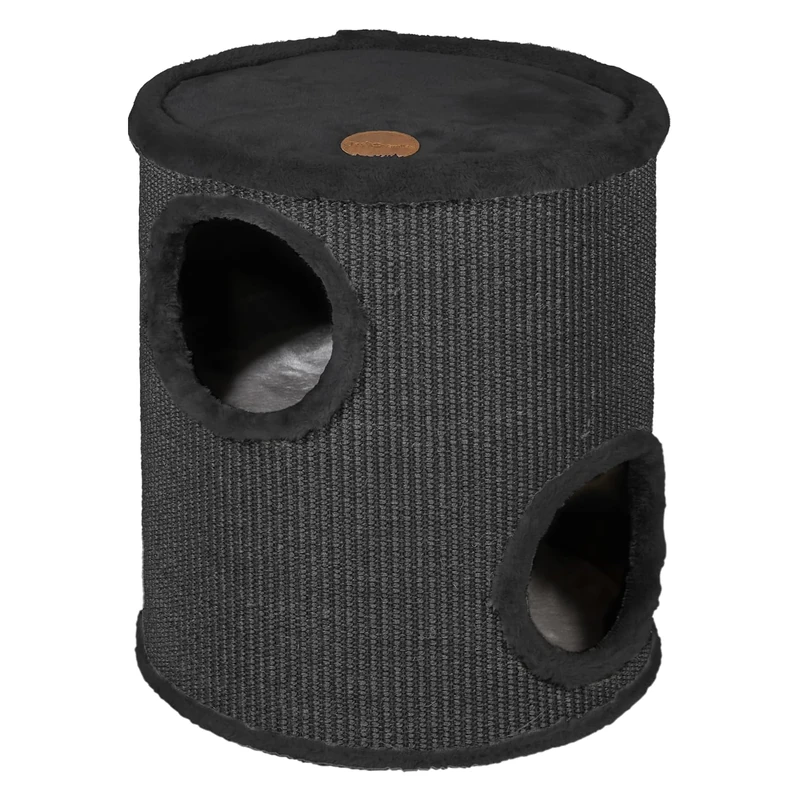JACK AND VANILLA, Modern and elegant scratching barrel, black finish, diameter 36 x 50 cm, scratching barrel, scratching post for cats, stable cat tree for small and large cats, perfect for claws and