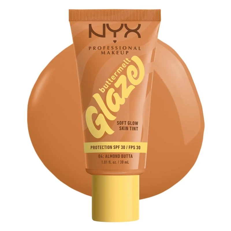 NYX Professional Makeup Skin Tint, Buttermelt Glaze Soft Glow Skin Tint for Face, with Niacinamide, Shea Butter and Mango Butter, with Up To 12 Hour Wear and SPF 30, Shade: Almond Butta