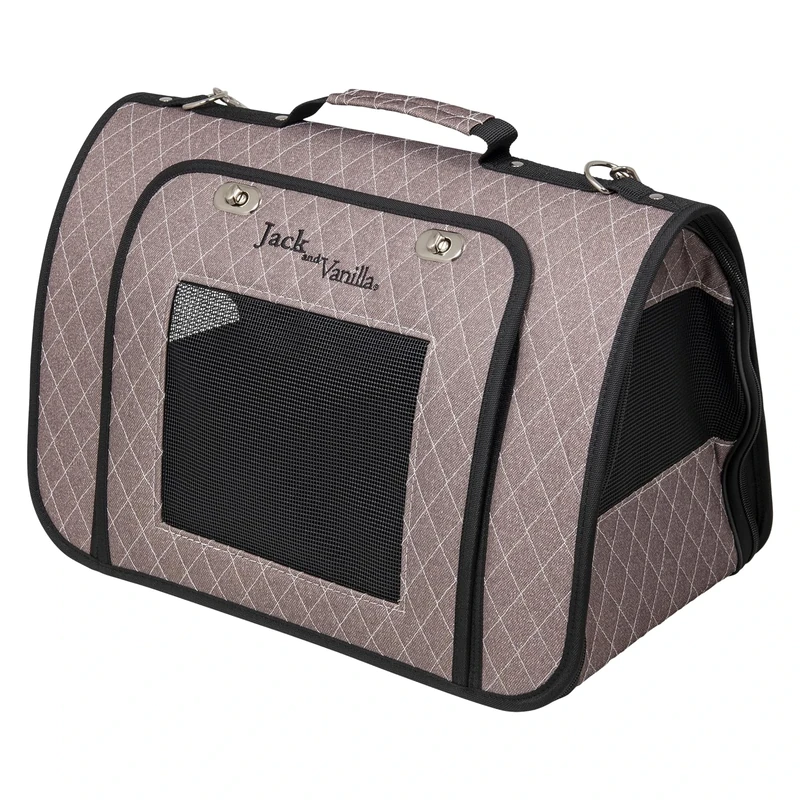 JACK AND VANILLA, Bizou Lightweight and Robust Pet Carrier with Optimal Ventilation, Easy to Clean, Reinforced Safety, Dimensions 44 x 25 x 27 cm, Taupe