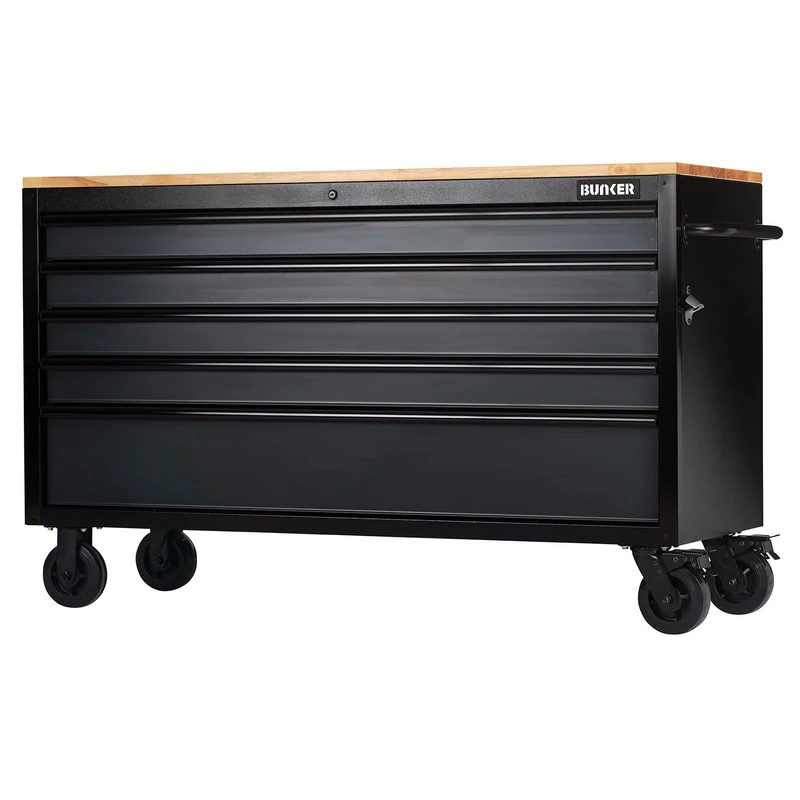 BUNKER 28343 5 Drawer Workbench Roller Tool Cabinet, 61", Grey