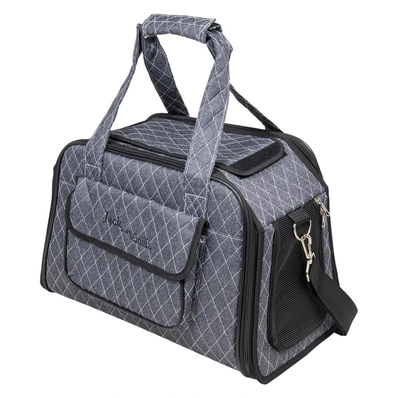 JACK AND VANILLA, Bizou Ergonomic and Durable Pet Carrier with Optimal Ventilation, Easy to Clean, Dimensions 43 x 25 x 28 cm, Grey