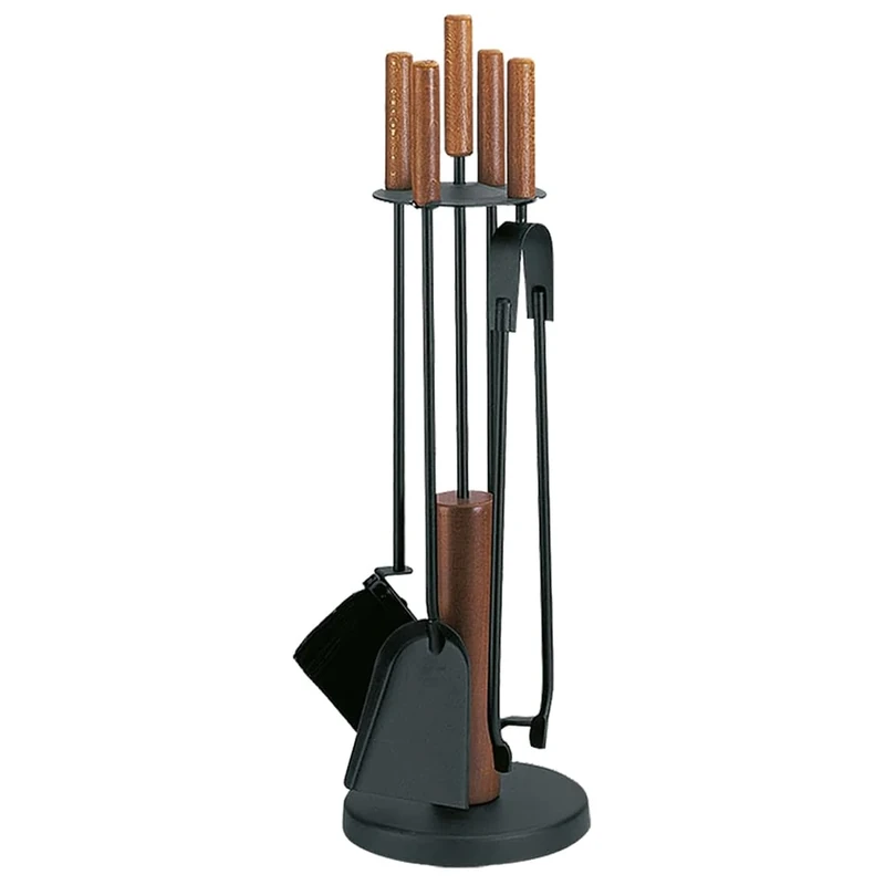 FIREFIX K2453 Black Coated Fireplace Tool with Dark Wood Handles