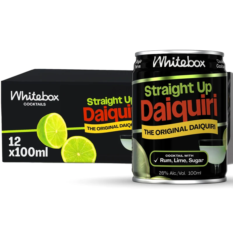 WHITEBOX COCKTAILS Single Serve Classic Straight Up Daiquiri — Case of 12 Cocktail Can | Classic Full Strength Daiquiri | Pre-mixed Cocktails Ready To Drink 12x100ml