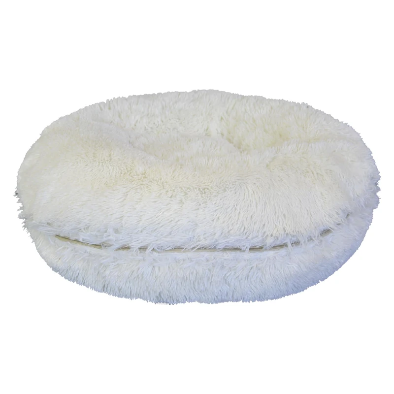 JACK AND VANILLA, Long Plush Bean Bag for Dogs and Cats – Comfortable and Soft, Ideal for Rest and Play, Colour: White, Size 70 cm