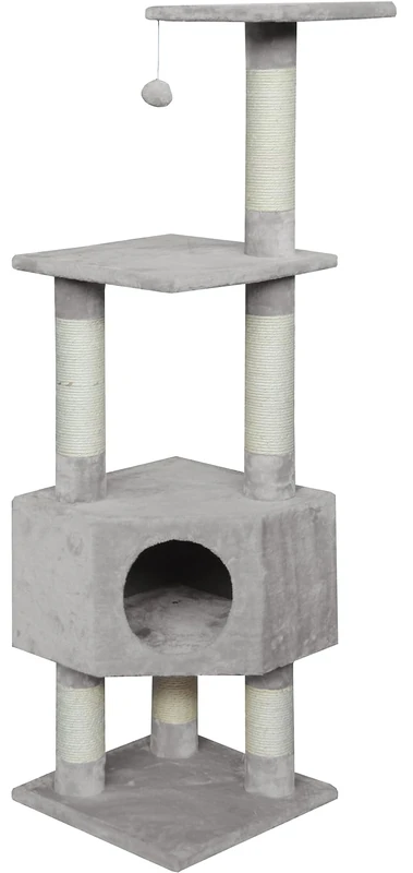 JACK AND VANILLA, Stylish Scratching Post for Cats, Modern Cream and Grey Design, Multifunctional for Scratching and Resting, Dimensions 40 x 40 x 130 cm, Colour: Cream-Grey, Scratching Post Design