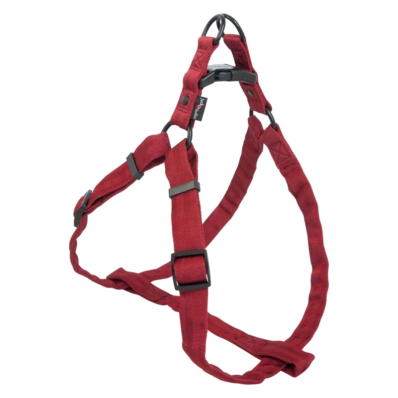 JACK AND VANILLA, Ergonomic Nylon Dog Harness, Adjustable from 53 to 82 cm, with Reflective Strips for Safety, Size L, Red, Comfort Model