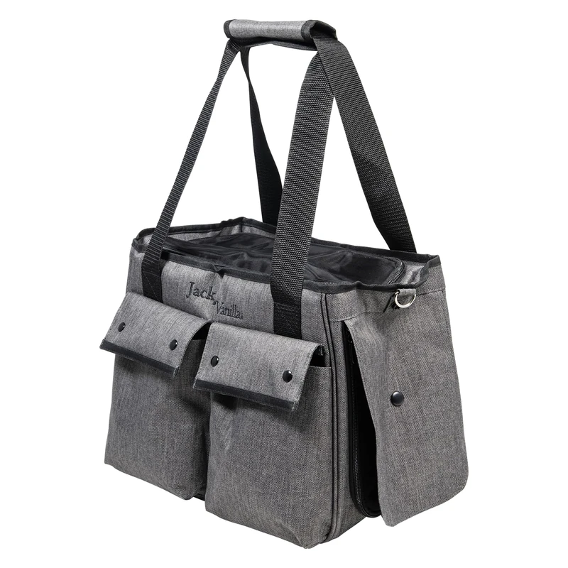 JACK AND VANILLA, Modern and stylish pet carrier, comfortable and secure, ideal for travel, size 36 x 20 x 28 cm, colour: grey/black, travel model