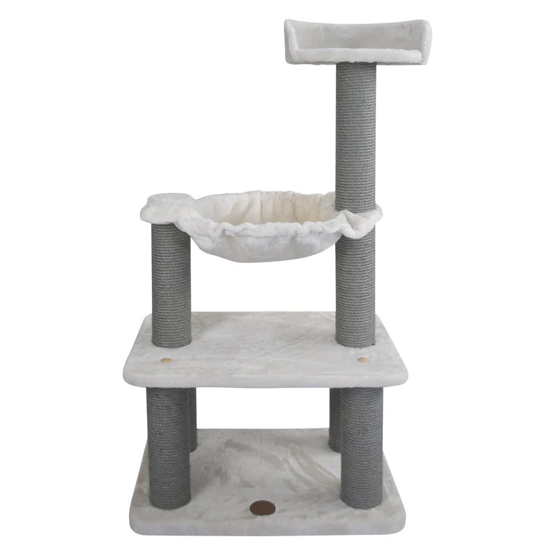 JACK AND VANILLA, Stylish scratching post for cats, multifunctional and durable, ideal for playing and resting, easy to clean, dimensions: 58 x 38 x 112 cm, cream, scratching post