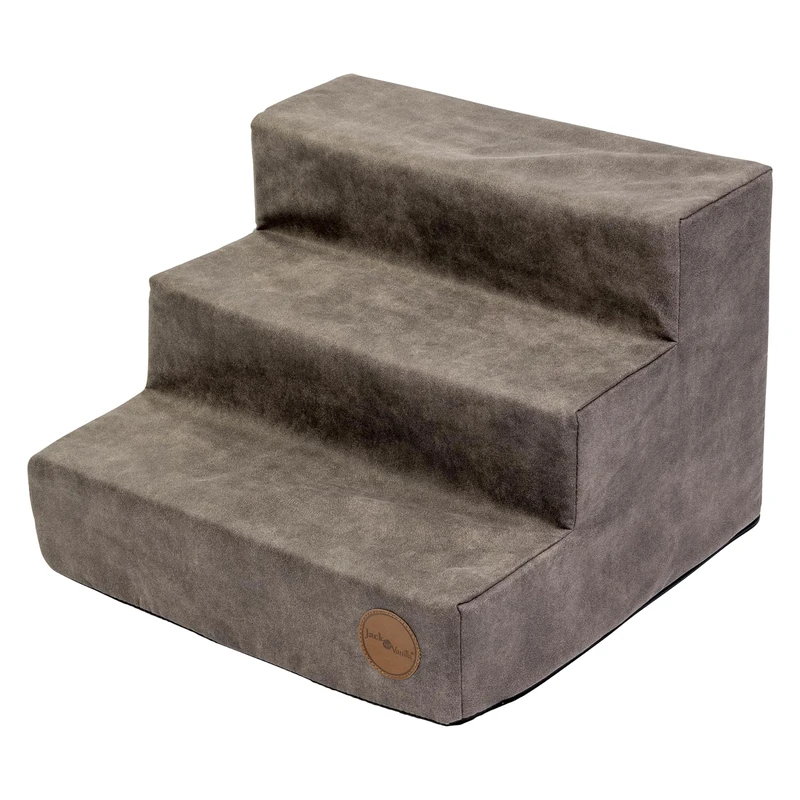 JACK AND VANILLA, Classy Stylish Pet Stairs, Modern Design, Durable Materials, Non-Slip Base, Easy to Clean, Dimensions 43 x 41 x 30 cm, Stone Colour, Classy Design