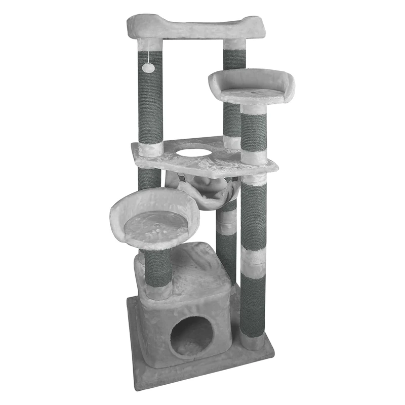 JACK AND VANILLA, Modern scratching post for cats, stylish and multifunctional design, durable and easy to maintain, dimensions: 60 x 50 x 160 cm, colour: grey, scratching post