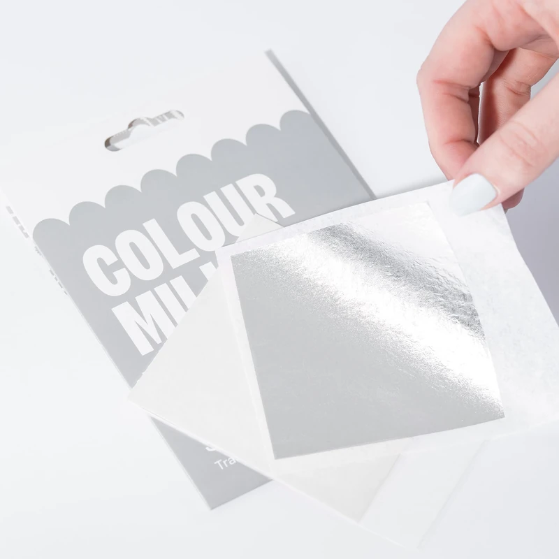 Colour Mill - Edible Silver Leaf for Baking Decorating Cakes Chocolates Cookies and Desserts - 8cm - 25 Sheets - Image 1