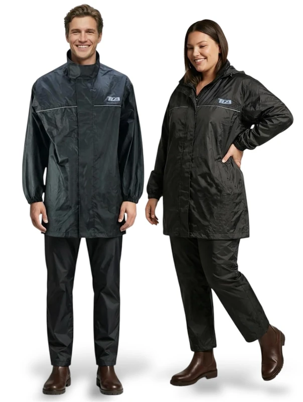 TLA RAIN Waterproof Motorcycle Rain Suit – Reflective Waterproof Motorcycle Suit – Waterproof 2-Piece Suit for Unisex Scooters, Quad and Bikes (XL)